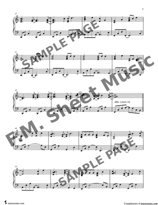 My Tears Ricochet (Intermediate Piano) By Taylor Swift - F.M. Sheet